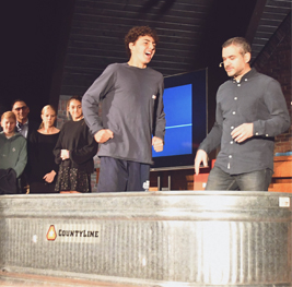 Young man being baptized