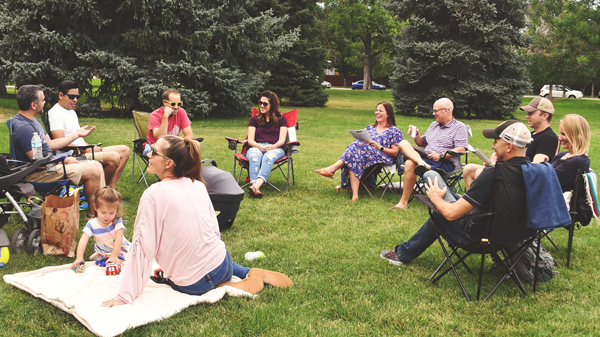 Pic of life group meeting outside